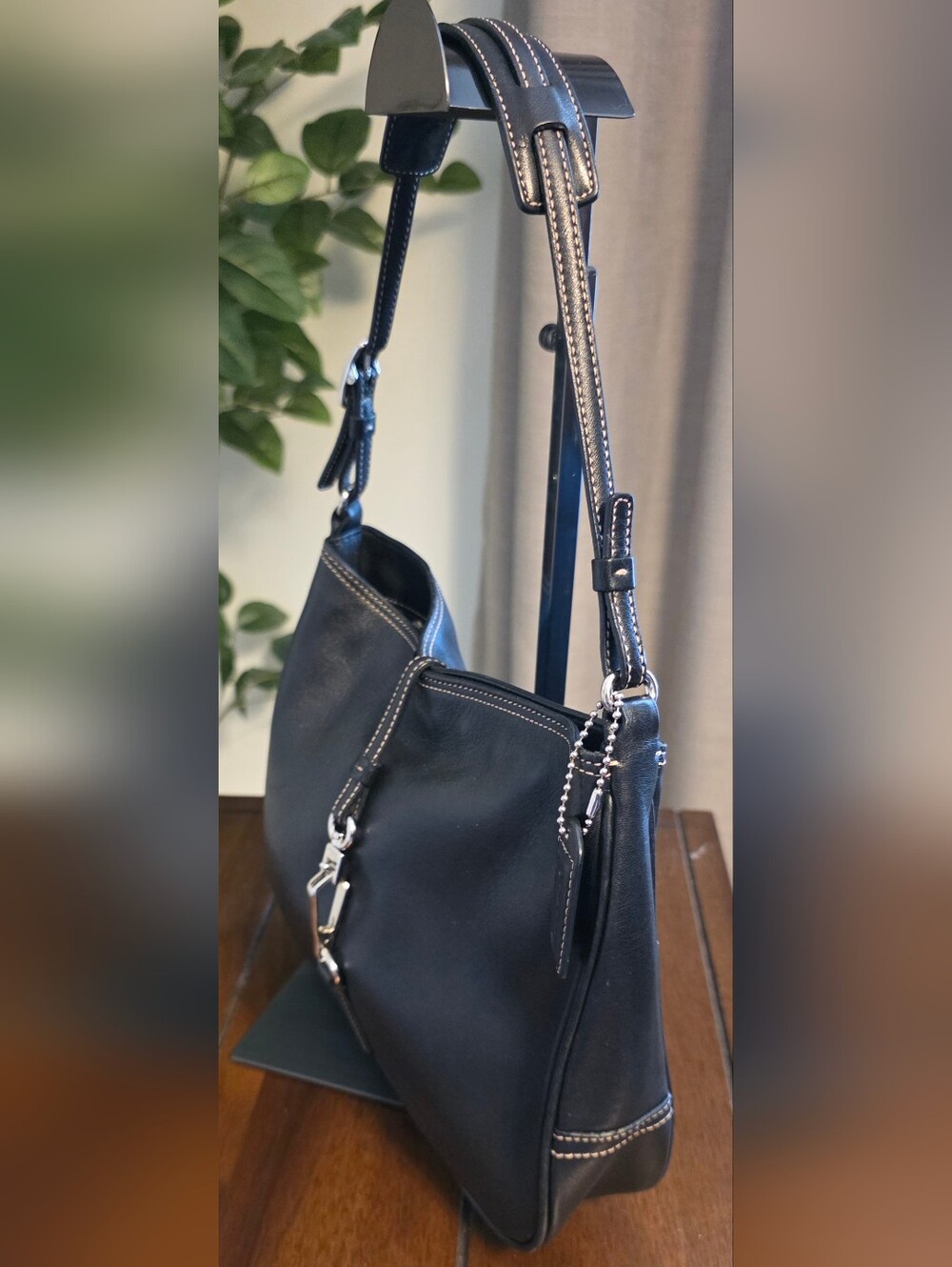 Coach Vintage Hamptons Clip Black Leather Shoulder Bag 7751 circa 2002 - Picture 3 of 9